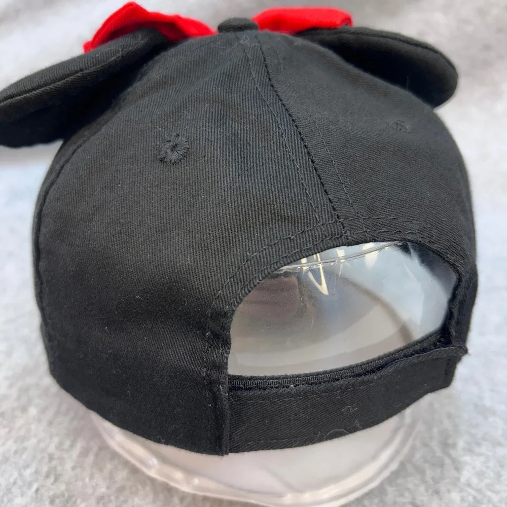 Minnie Mouse Kids Black Disney Baseball Hat 3D Ears and Bow OSFM